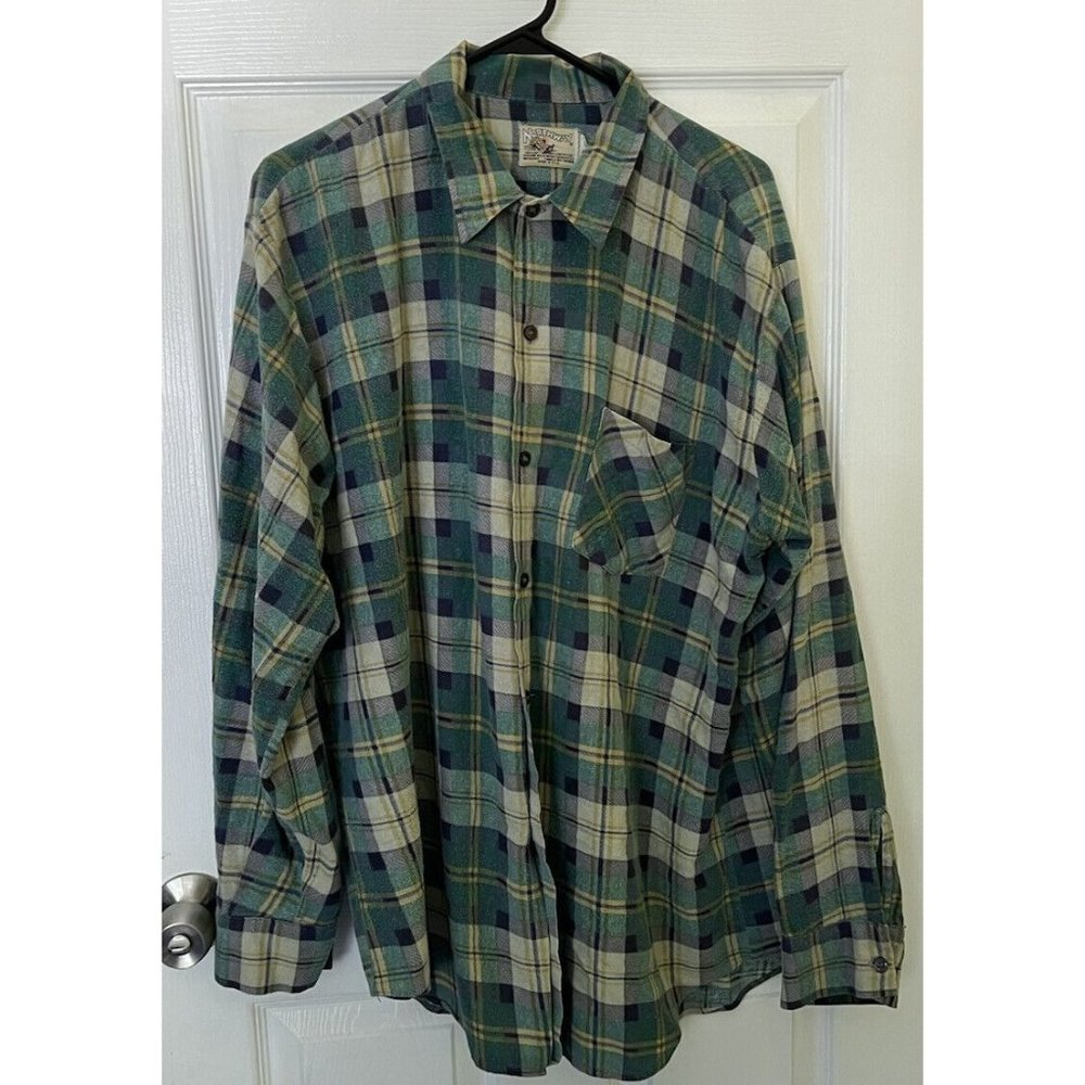 Vintage Northway Flannel Plaid Shirt Men’s XL Long Sleeve Button -Fair Condition